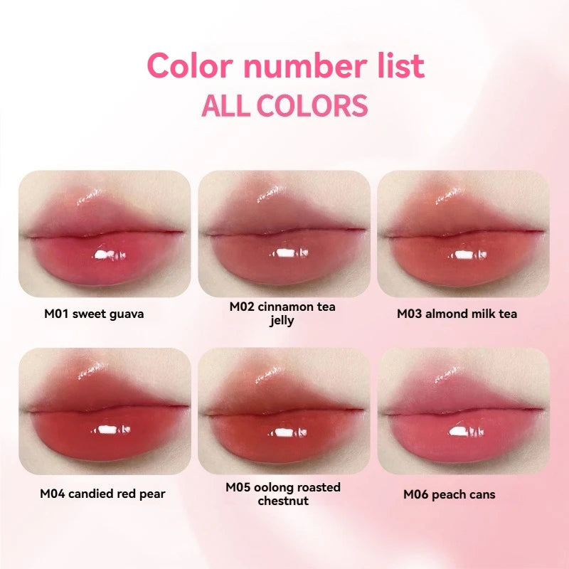 Long lasting Makeup Water Mirror Lip Non Sticky Long Lasting Natural Shine Glaze Moisturizing Essence Solid Lip Honey Qme