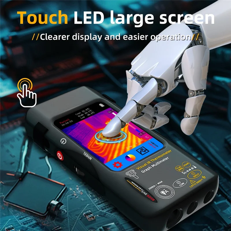 A02F-Thermal Imaging Camera Multimeter 320X 320 Resolution 25Hz Infrared Thermal Camera 15 Thermal Palettes -Ranging Tester Qme As Shown NONE