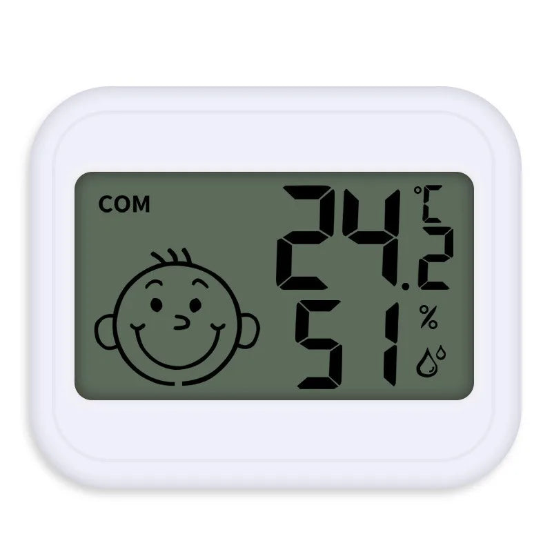 LCD Electronic Digital Temperature Humidity Meter Indoor Outdoor Qme White