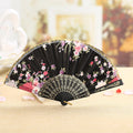 Best Dance Wedding Party Lace Silk Folding Hand Held Flower Fan Multi Color Patterned Plastic Folding Fan Dance Fan Qme Black