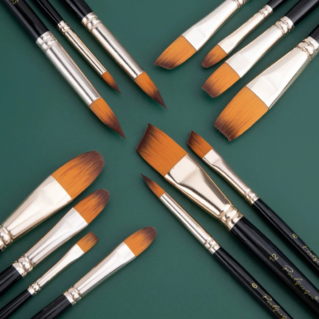 5 Pcs Acrylic Paint Brush Set, Painting Brush Nylon Brushes,for Oil/Watercolor Painting Artist Professional Kits Qme