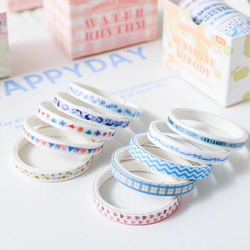10 Roll/Box Tape Gentle Color Series Tape Cutting Pasting Thin Stickers Album Diary Decoration Phone Case Cup Diary Decoration Qme