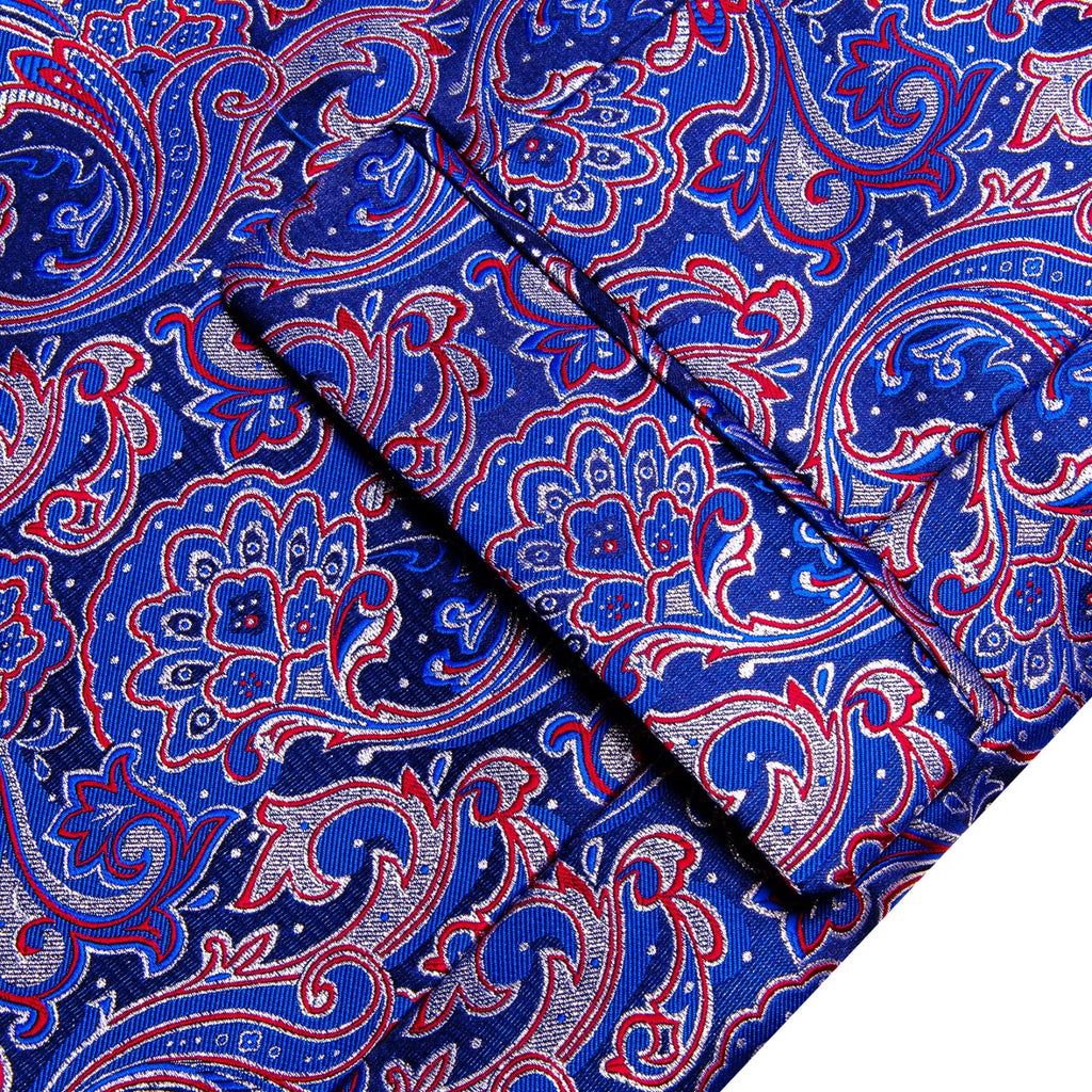 Men's Blue Red Paisley Jacquard Shawl Lapel Tuxedo Blazer Single Qme