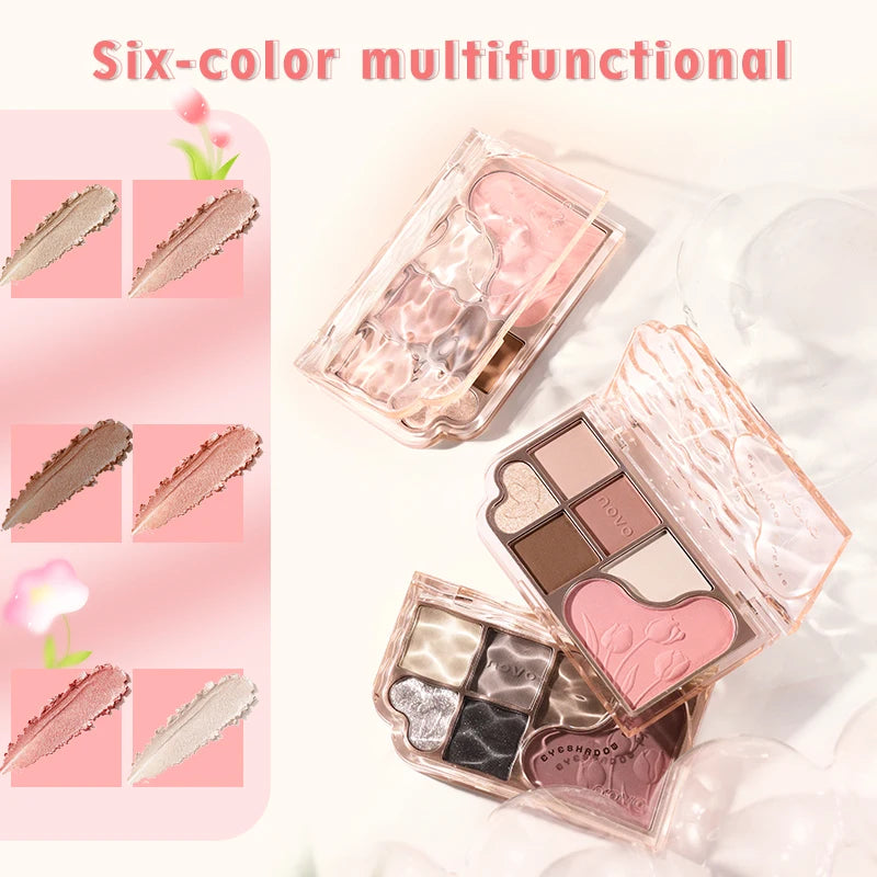 6-Color Blendable Eyeshadow Palette, Soft Smooth Fine Texture Powder Formula, Waterproof & Sweatproof, Valentine's Day gift Qme