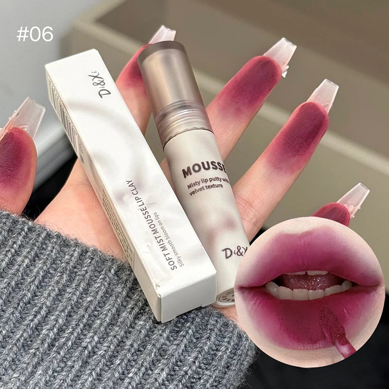 Gothic Matte Black Lip Mud Waterproof Lasting Lipstick Nude Brown Qme NO.D28-6