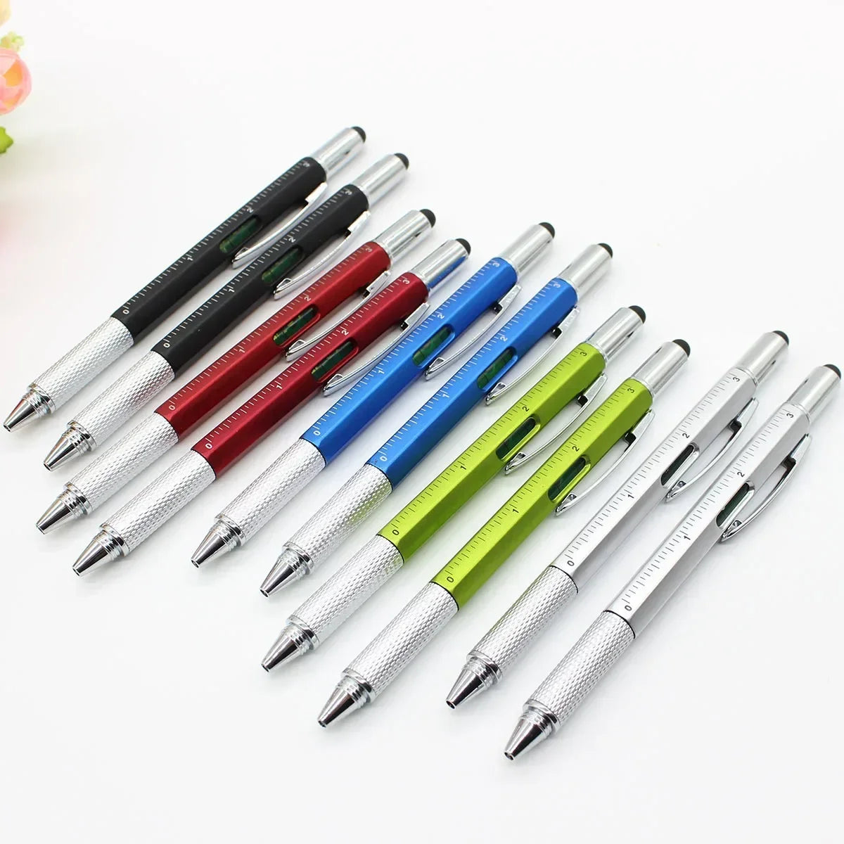 4pcs Father's Day Gift 6-in-1 Multi Functional Pen Set with Pen Core Screwdriver Ruler Level Birthday Graduation Qme