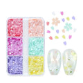 6 Grids Shining Flower Petal Chip Nail Sequins Cherry Blossoms Qme B