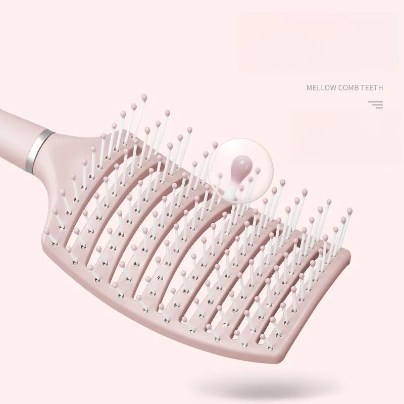 Women's Crown Hair Comb Volumizing Paddle Brush Flat Fix Macaron Bone Qme