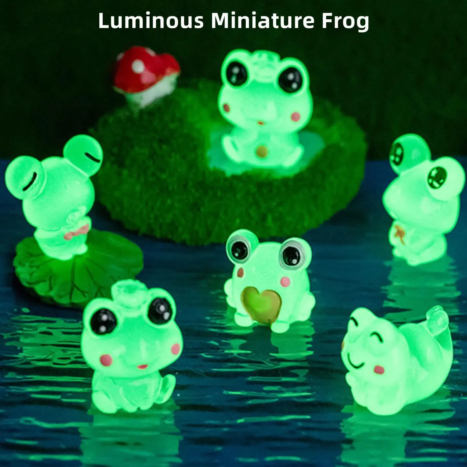 6/12/18/24 Pcs Luminous Mini Frog Figurines Glow In Dark Resin Frogs Moss Terrarium Dollhouse DIY Craft Decor Accessories Qme