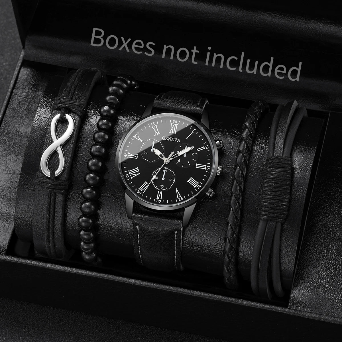 4/5 pçs moda masculina relógios homem negócios quartzo relógio de pulso vintage pulseiras de couro conjunto reloj hombre Qme 6