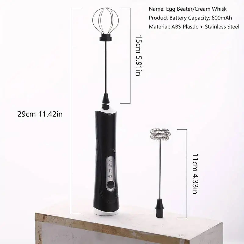 Electric Milk Frother Foamer + Egg Beater Wireless Type-C Charging 3 Speeds Mini Handheld Foam Maker Coffee Whisk Cooking Tools Qme