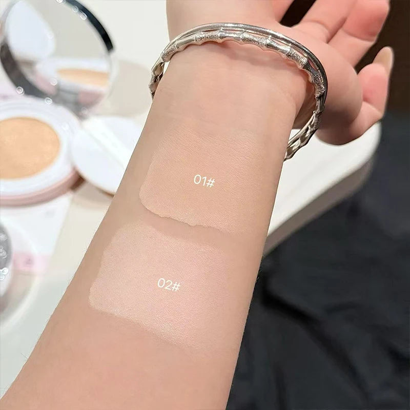 QIBEST Moisturze Air Cushion Cream Quick Foundation Cream Makeup Base Waterproof Lasting Foundation Concealer Brightening Face Qme