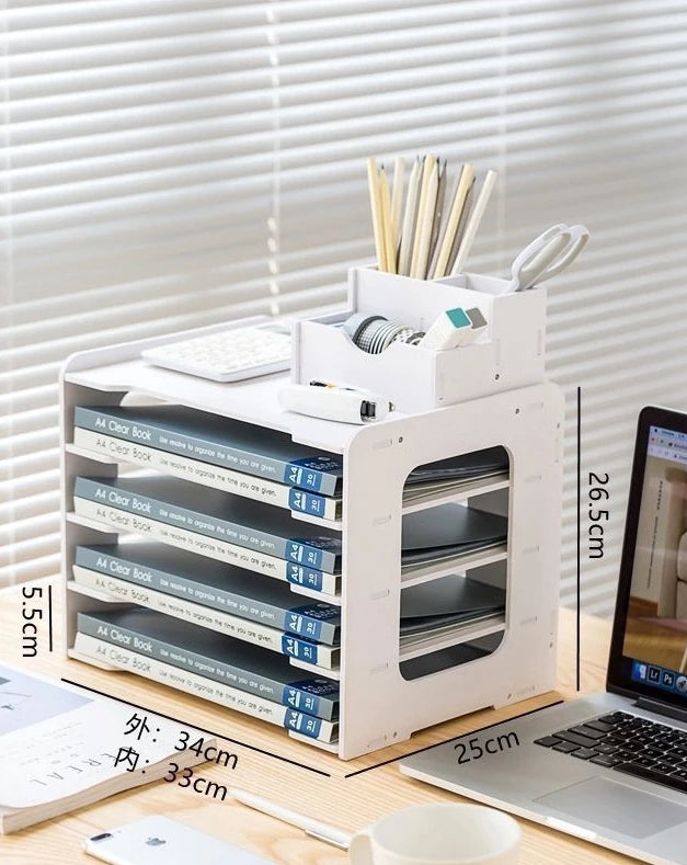 A4 Paper Desktop Storage Rack Multilayer Space-saving Desk Office Qme B