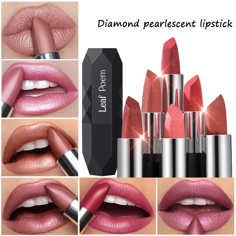 High-Pigment Metallic Lipstick Waterproof Long-Lasting Frosted Bronze with Gold Shimmer Moisturizing Matte Lip Gloss Cosmetics Qme