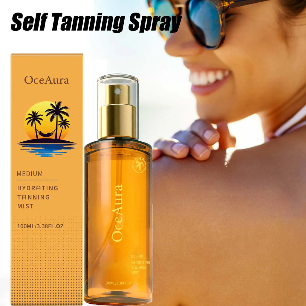 Self Tanning Spray Natural Sunless Tanner for Face Body Hydrating Lightweight Sunless Tanning Spray Natural Brown Tone Even Glow Qme
