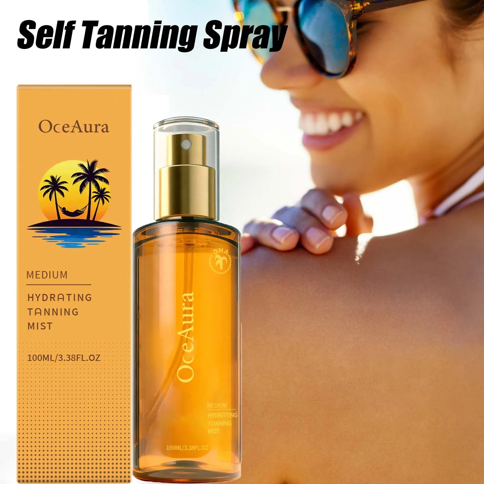 Self Tanning Spray Natural Sunless Tanner for Face Body Hydrating Lightweight Sunless Tanning Spray Natural Brown Tone Even Glow Qme