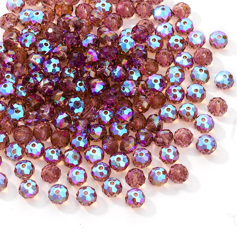 84pcs Czech Faceted Rondelle Beads 8mm AAA Crystal Glass Loose Spacer Beads for DIY Jewelry Bracelet Craft Making Supplies Qme Color 7