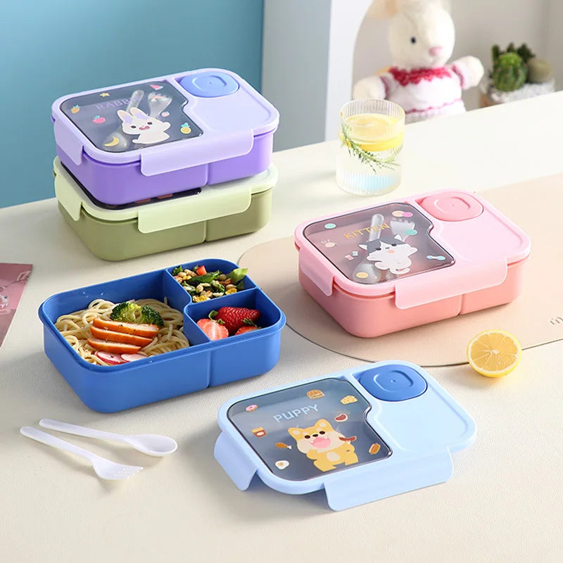 Cute Kids Lunch Box Microwave Insulated Bento Tableware Sauce Qme