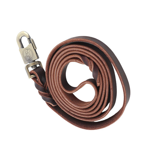1.85M Leather Dog Training Leash Braided Soft Cowhide Lead Strap for Large Medium Dogs Strong Control Walking Training Rope Qme Default Title