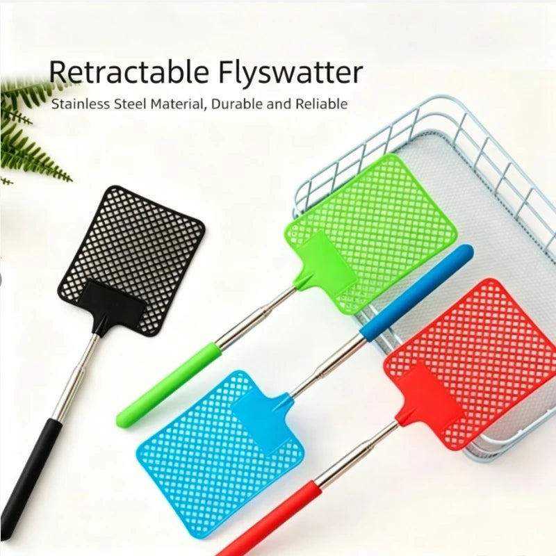 1 Pack Of Black Creative Fly Swatter Mosquito Swatter Stainless Steel Expansion Design Fly Repellent Supplies Qme