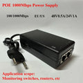 2PCS POE Injector 48V0.5A US EU Plug Power Supply 24V1A 12V2A for Wireless Bridge AP Surveillance Qme 48V 0.5A-EU-line 1000Mbps
