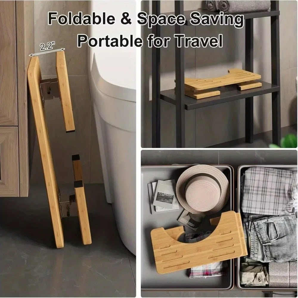 Bamboo Toilet Stool Wooden Squatting Potty Stool for Adults Squat Adult Non-Slip Wood Poop Stool for Bathroom Portable for Kids Qme