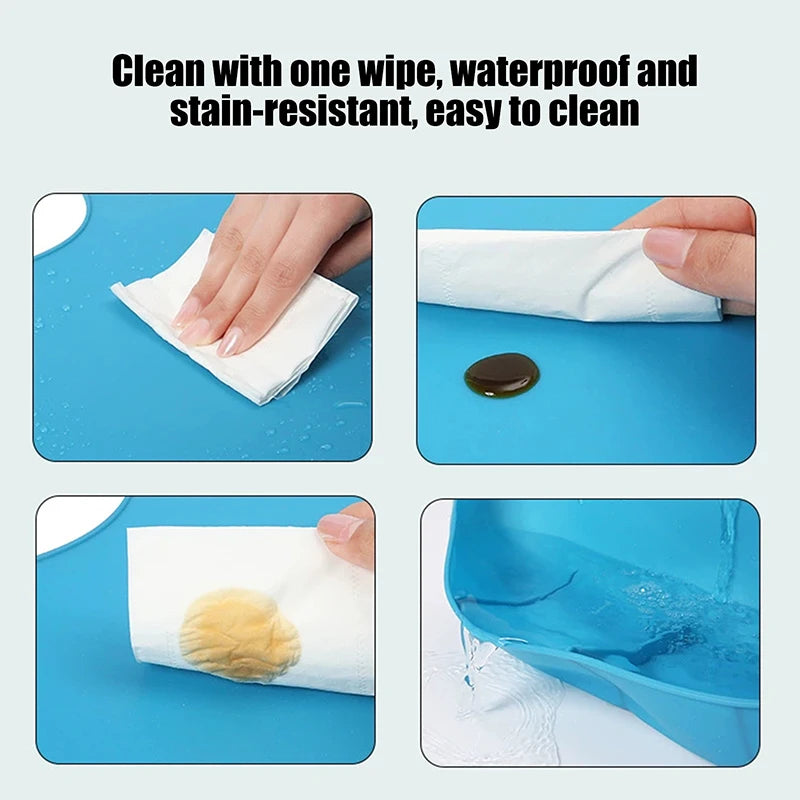 Silicone Bib Protector Waterproof Adult Mealtime Anti-oil Disability Qme