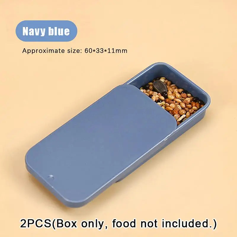 Mini Iron Can Bird Food Storage Box Portable Compact Parrot Feeder Qme A3