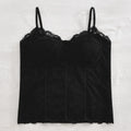 Chic Mesh Flower Slim Lace Crop Bottoming Shirt Sweet Girl's Vest V Qme Black L