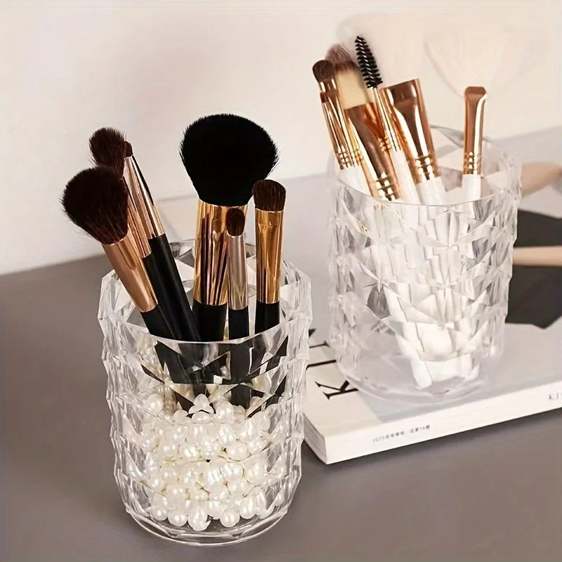Diamond Texture Makeup Brush Storage Box - Desktop Makeup Storage Box, Suitable for Makeup and Home Decoration Purposes Qme