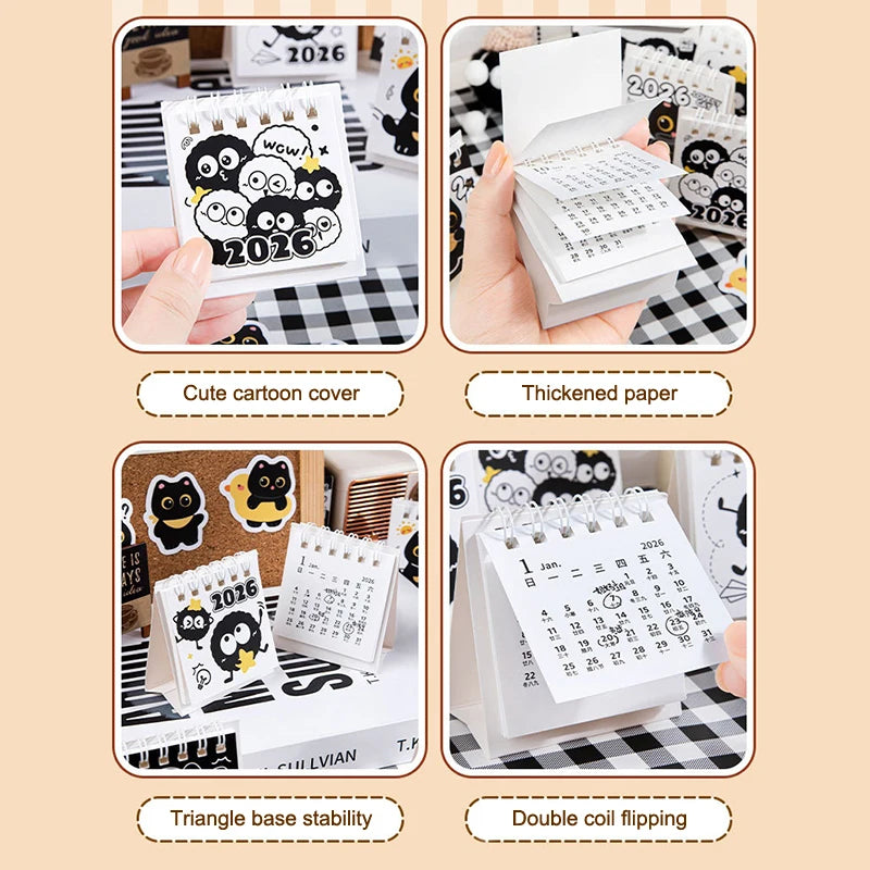 Random Mini 2026 Calendar Portable Cute Cat Office School Supplies Qme