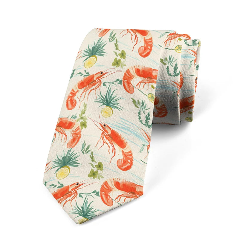 Fun Novel Lobster Crab Picture Design Tie Fashion Animal Print Men's Qme style8