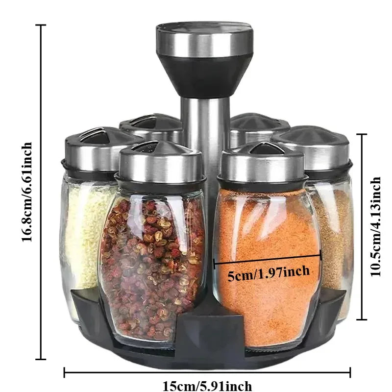 Kitchen Seasoning Bottle Storage Rack Spice Self-adhesive Qme 6Pcs glass bottle