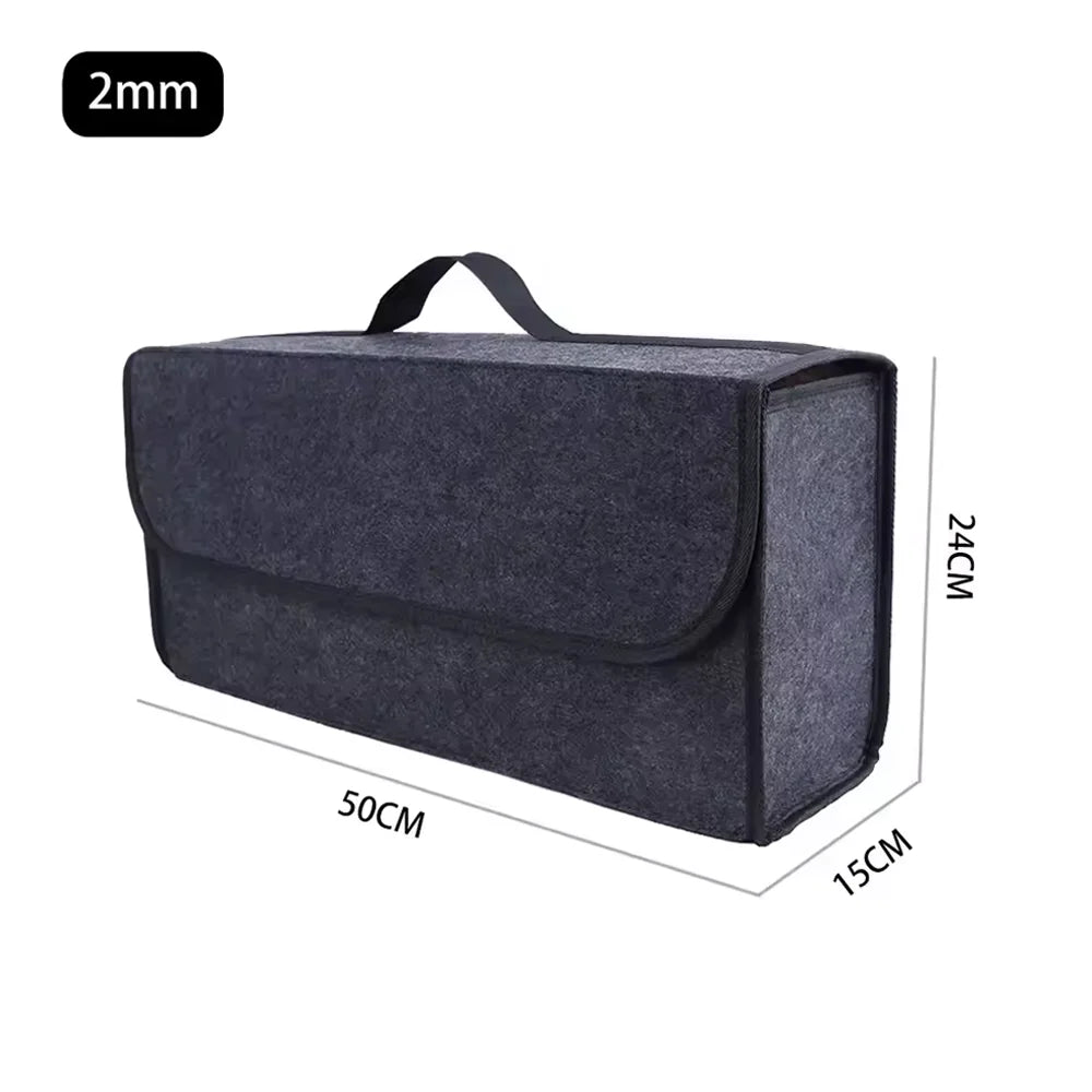Foldable Car Trunk Organizer Bag Felt & Non-Woven Multi-Purpose Storage Pouch for Vehicle Rear Collapsible Cargo Bin Qme 2mm Dark gray50cm
