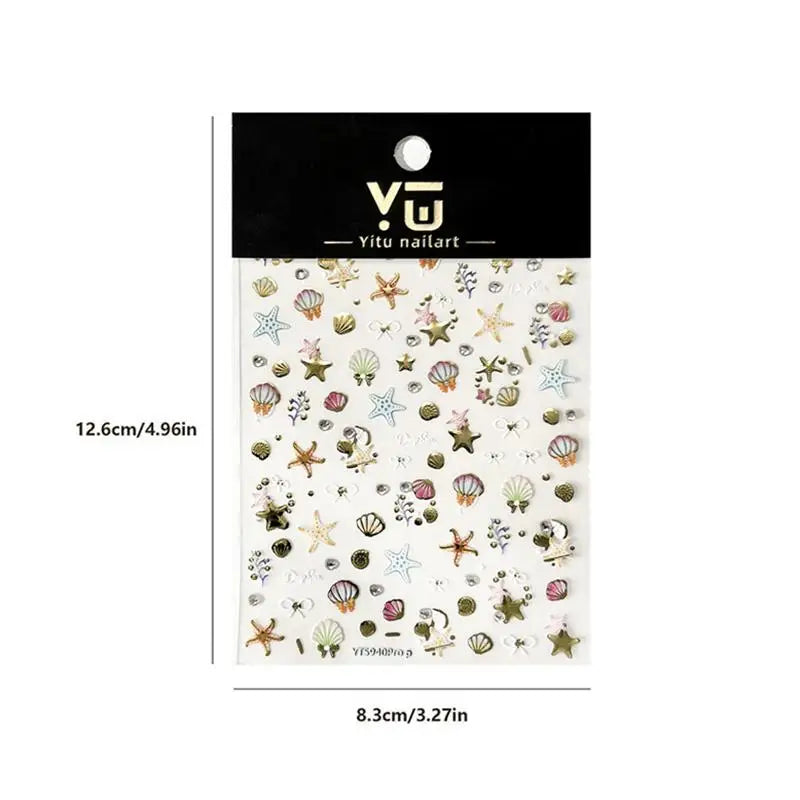 Summer 3D Beach Ocean Nail Art Stickers Shell Starfish Sticker Clams Qme one size