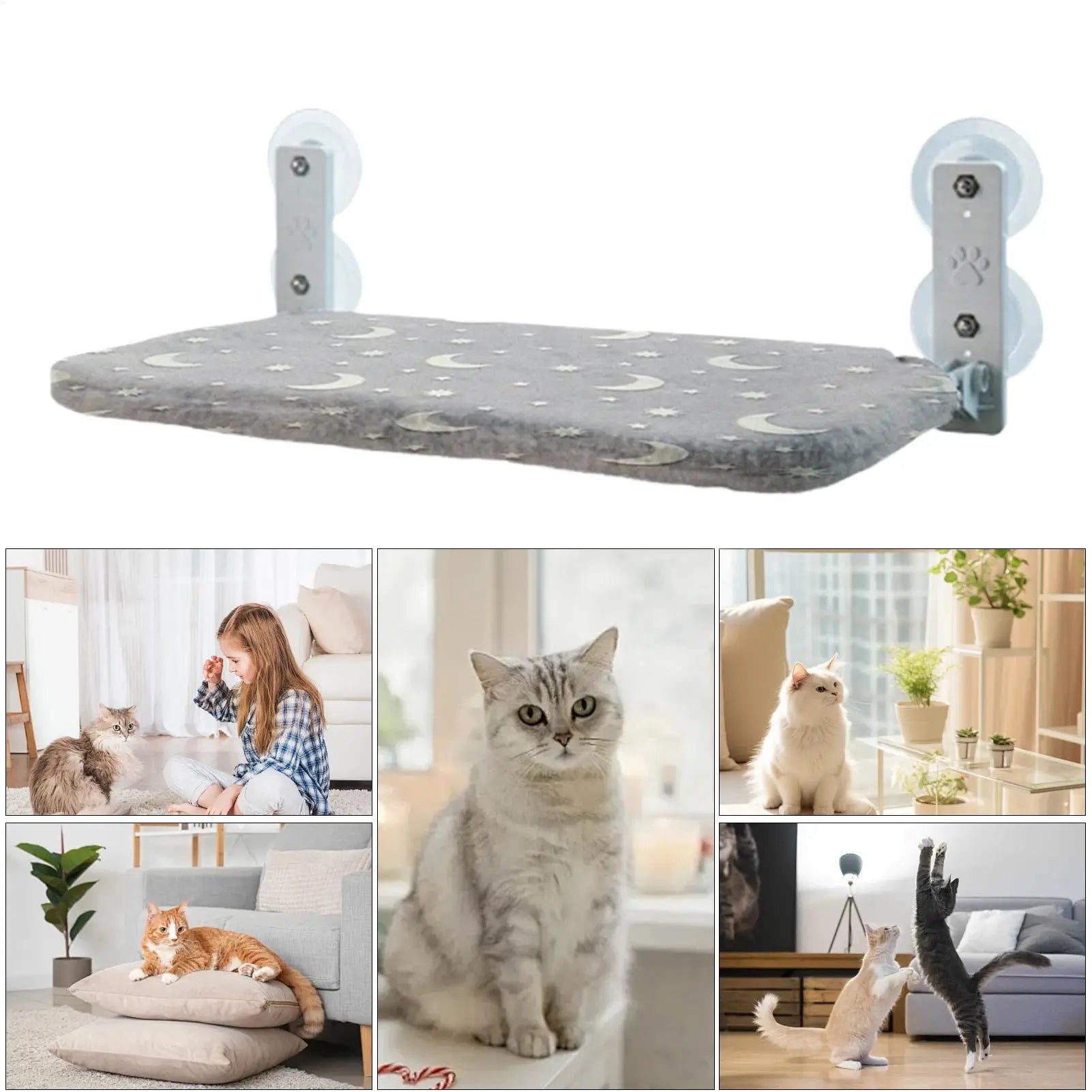 Window Perch Cats Foldable Pet Hammock Bed Suction Cups Glow Dark Qme