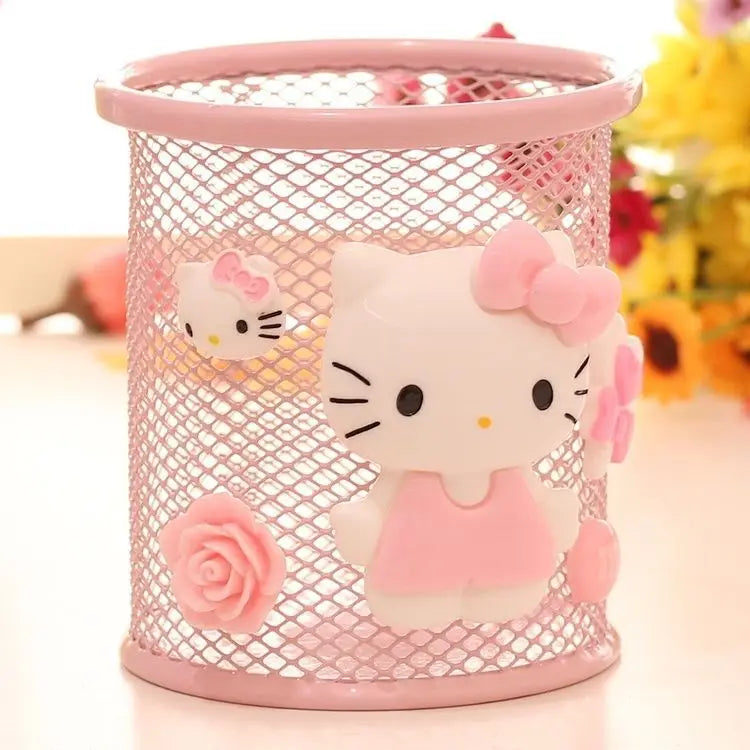 Cute Hello Kitty Metal Desktop Pen Holder Decorative Storage Box Qme 6