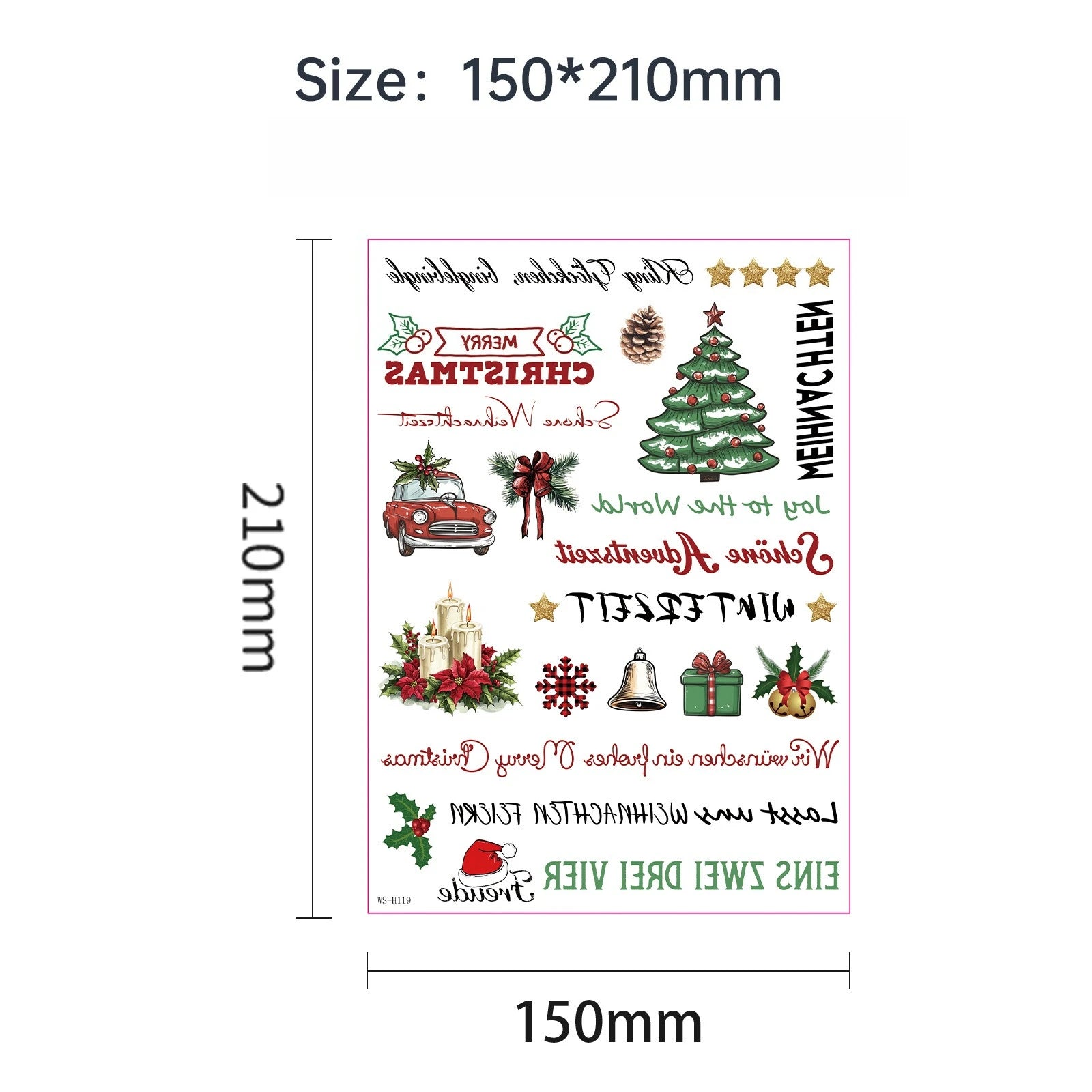 A Multi-purpose Xmas Tattoo Sticker Set Easy To Stick, Decorative Decals for Candle Window, Home Christmas Party Decorations Qme