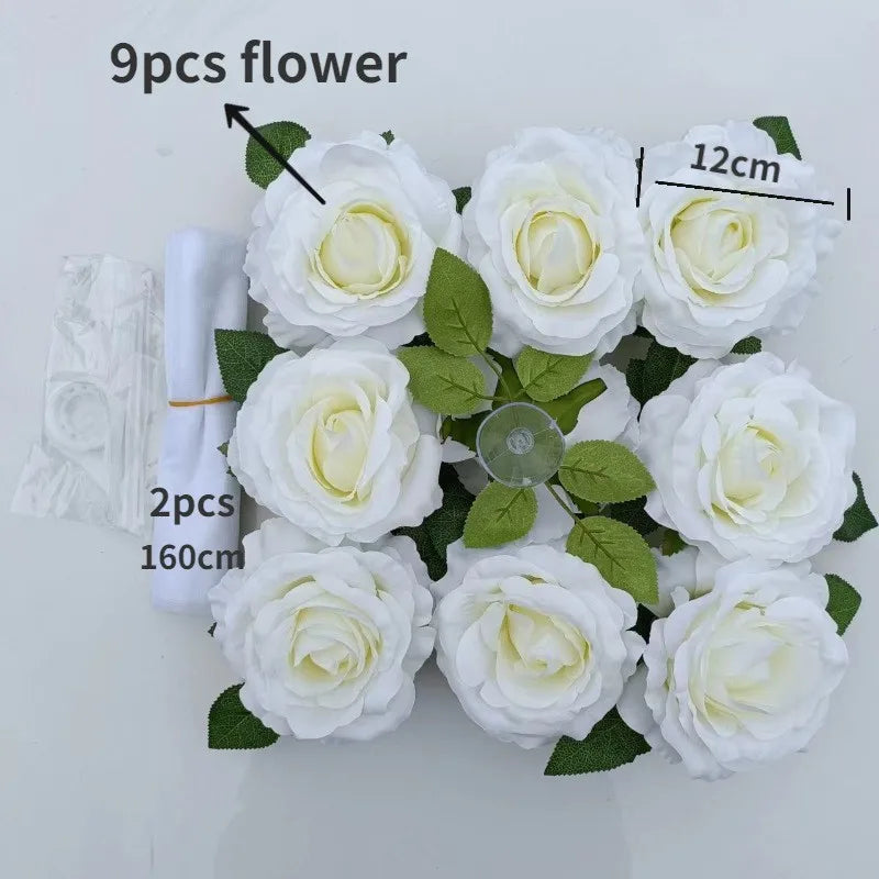 White Rose Artificial Flower for Wedding Car Decoration Bridal Car Decorations Door Handle Ribbons Silk Flower Qme 2Pcs WHITE