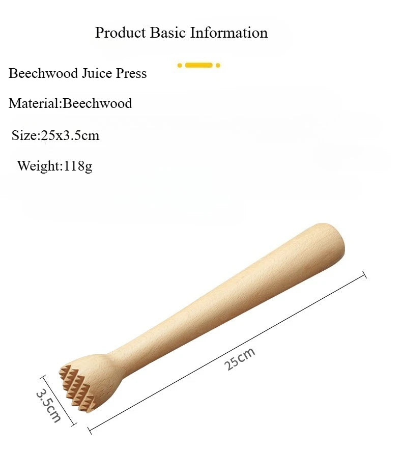 2-Pc Beechwood Muddler Cocktail Muddler Wooden Muddler for Drinks Ice Muddler for Cocktail Milk Tea Mixing Stirring Crushing Ice Qme