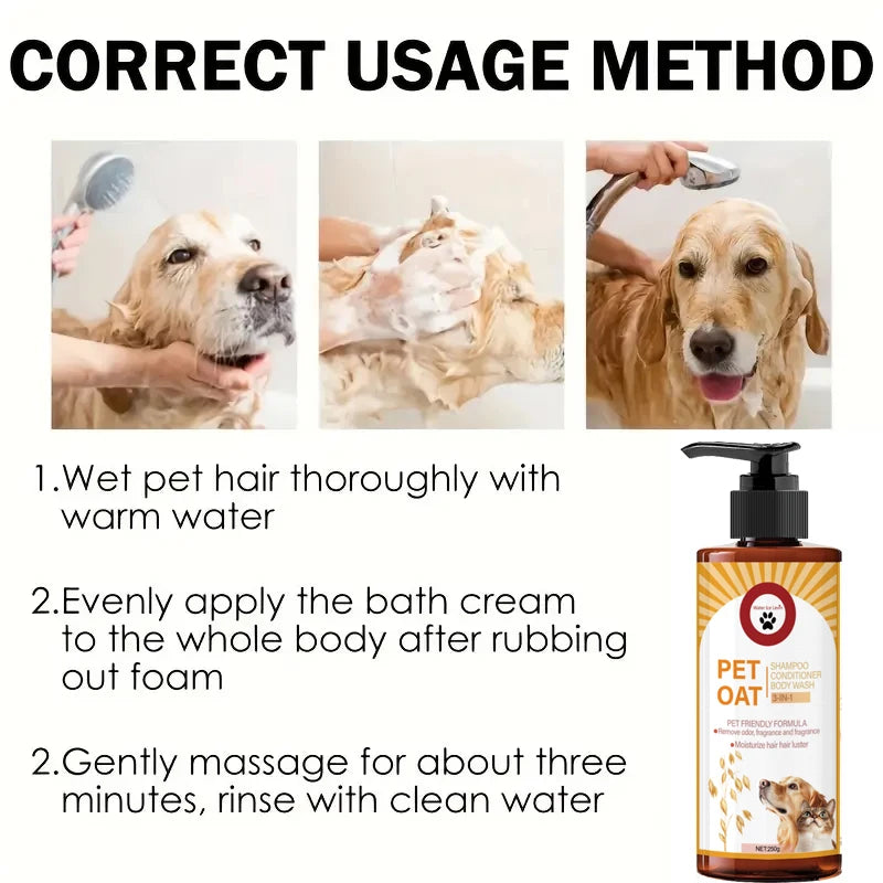 Pet Shampoo; Cleans Hair, Removes Odors, Makes Hair Soft and Not Dull, Has a Long-Lasting Fragrance, Is Specifically Designed for Pets, Suitable for Bathing Dogs and Cats Qme
