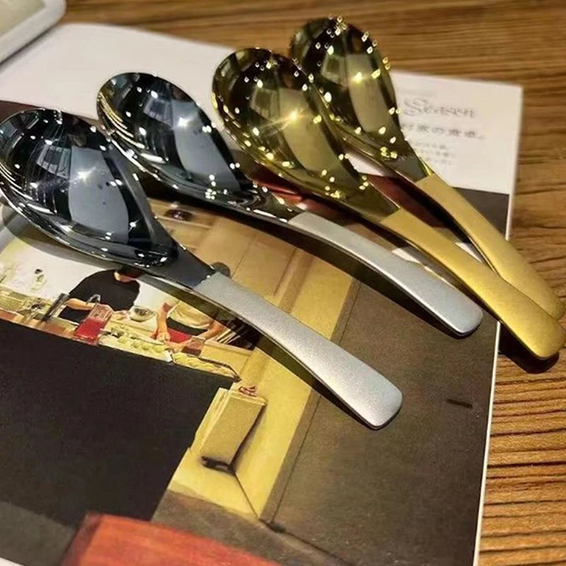 Stainless Steel Soup Spoons Home Kitchen Ladle Capacity Gold Silver Qme
