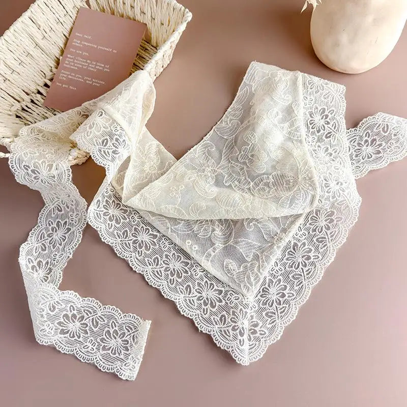 Vintage Boho Lace Trim Triangle Headscarf Multi-functional Qme A1