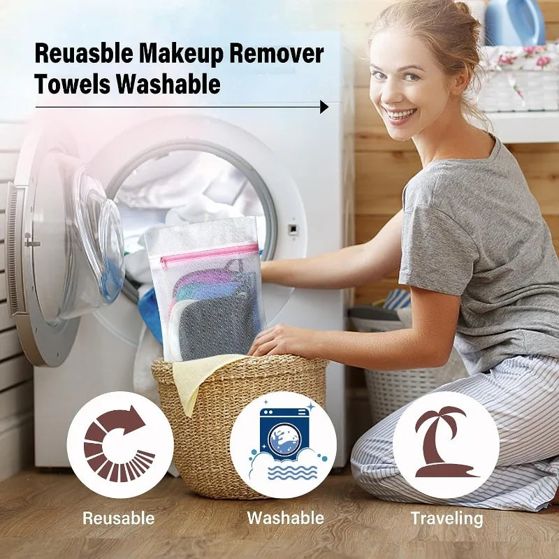 5 Colors Makeup Remover Cloth Towels Face Washcloth Pads Reusable Qme