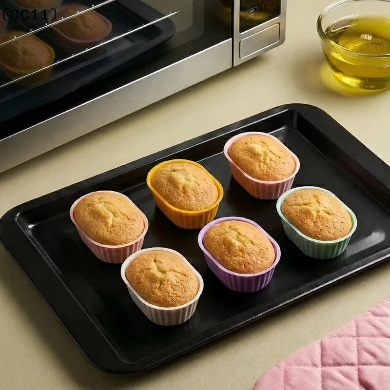 Silicone Cake Mold Oval Shape Muffin Cupcake Baking Molds Home Qme