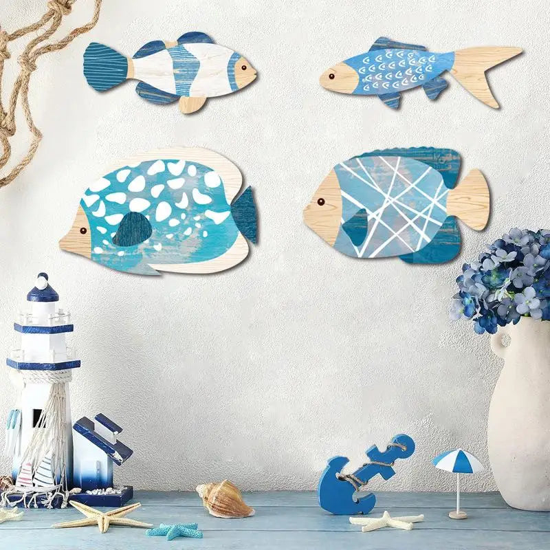 Marine Wood Wall Hanging Sculpture Home Room Decoration 2D Wooden Qme