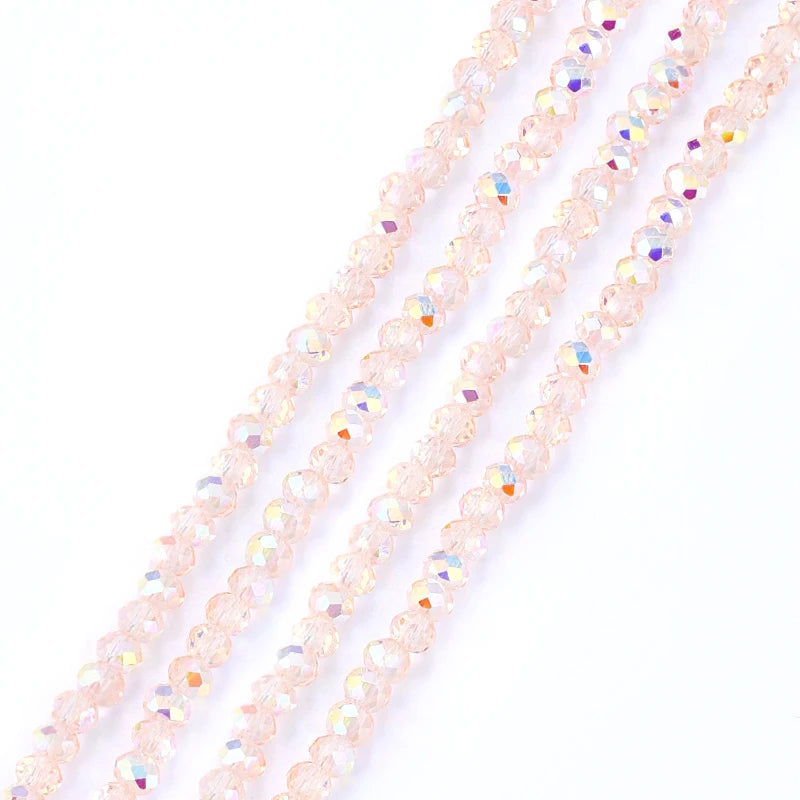 3mm Faceted Round Glass Beads AB Color Crystal Beads Strands Briolette Rondelle Crystal Beads Spacers for Jewelry Making DIY Qme Color 4 3mm-110pcs