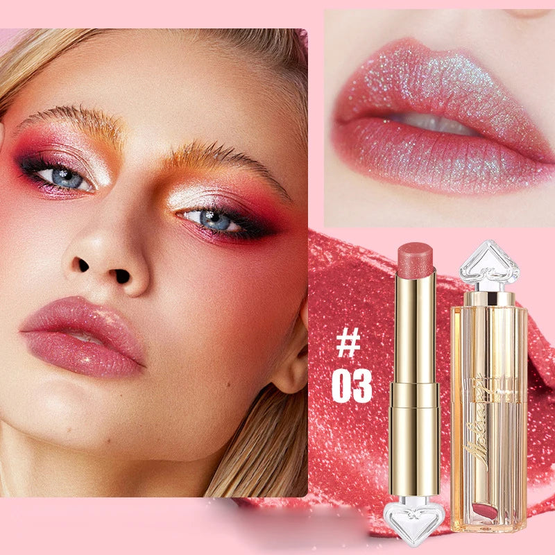 Shiny Lipstick Vibrant Colors Waterproof Sweat Resistant Non Stick Qme 03