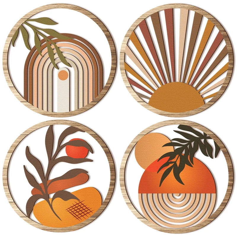 Wooden Wall Bohemian Art Farmhouse Country Yard Decoration Round Qme