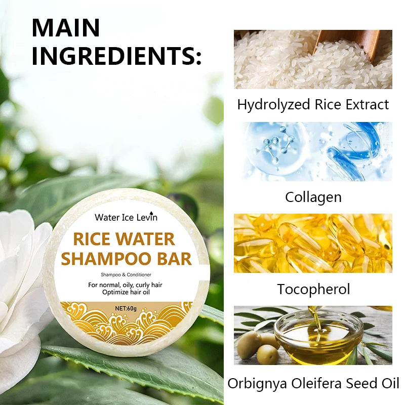 Organic Rice Shampoo Soap Bar Oil Free Conditioning Soap Rice Water Protein Nourishing Anti-loss Hair Hair Growth Soap Bar 60g Qme